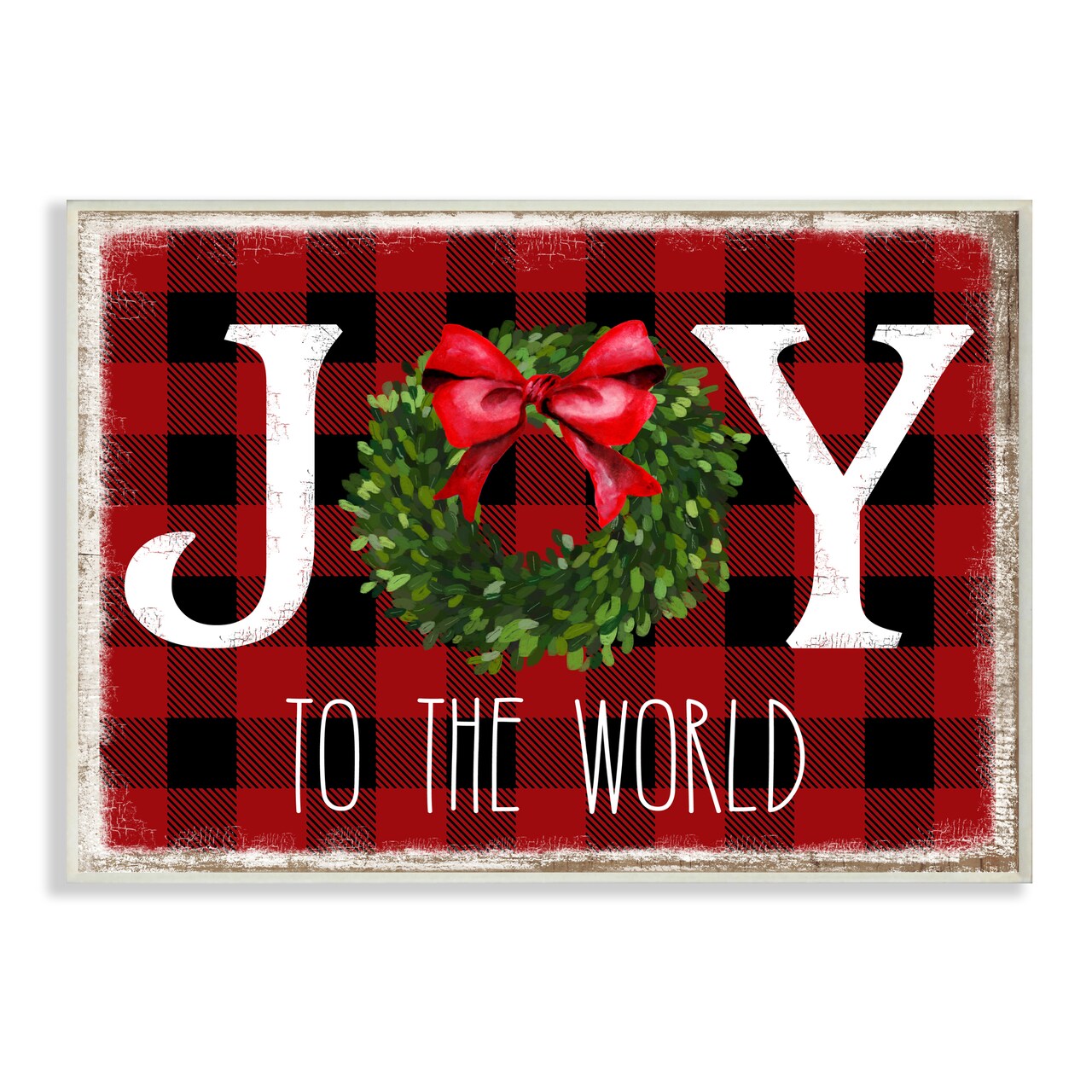 Stupell Industries Charming Christmas Buffalo Plaid Wall Plaque Art